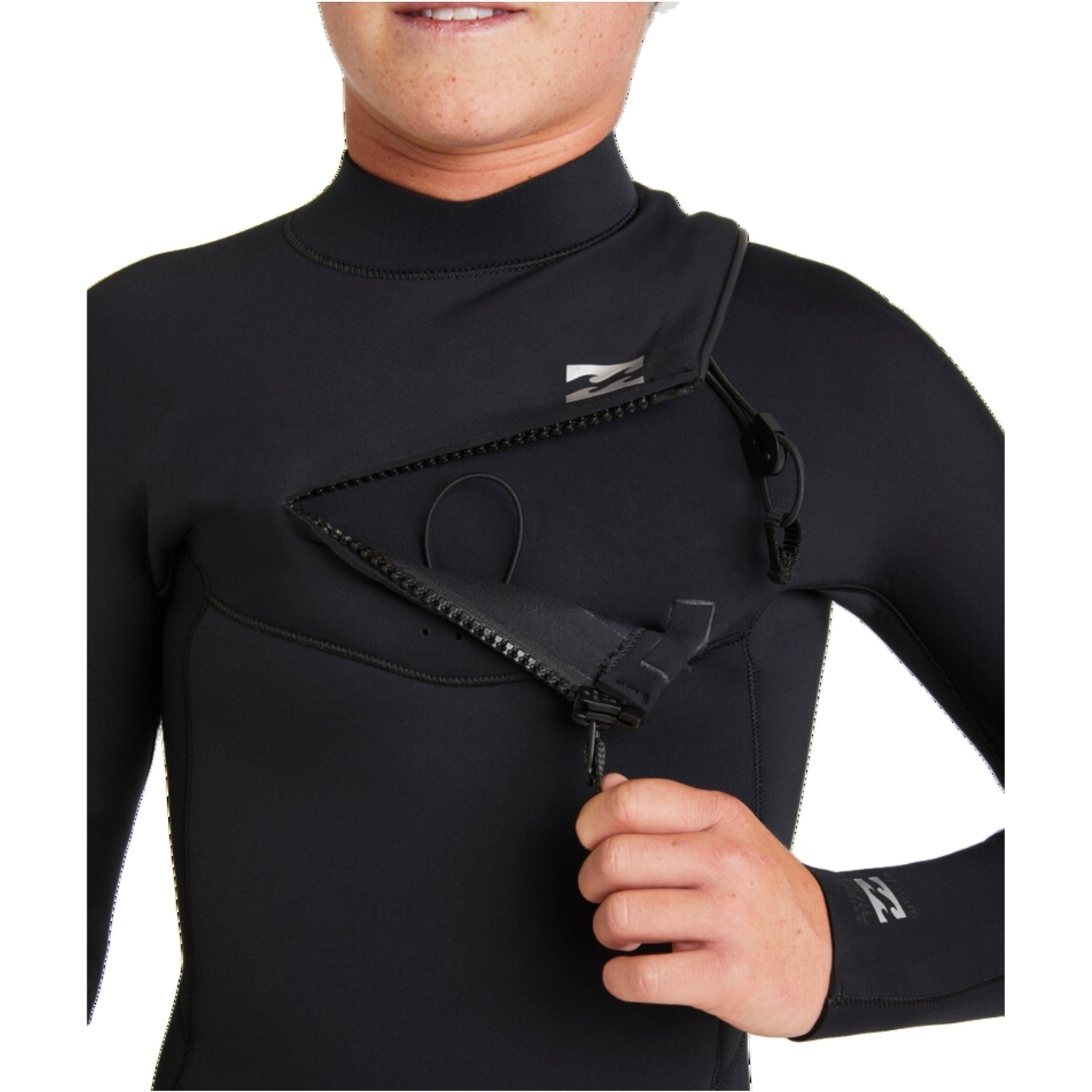 2024 Billabong Júnior Foil 5/4mm Chest Zip Fato De Mergulho ABBW100156 - Black